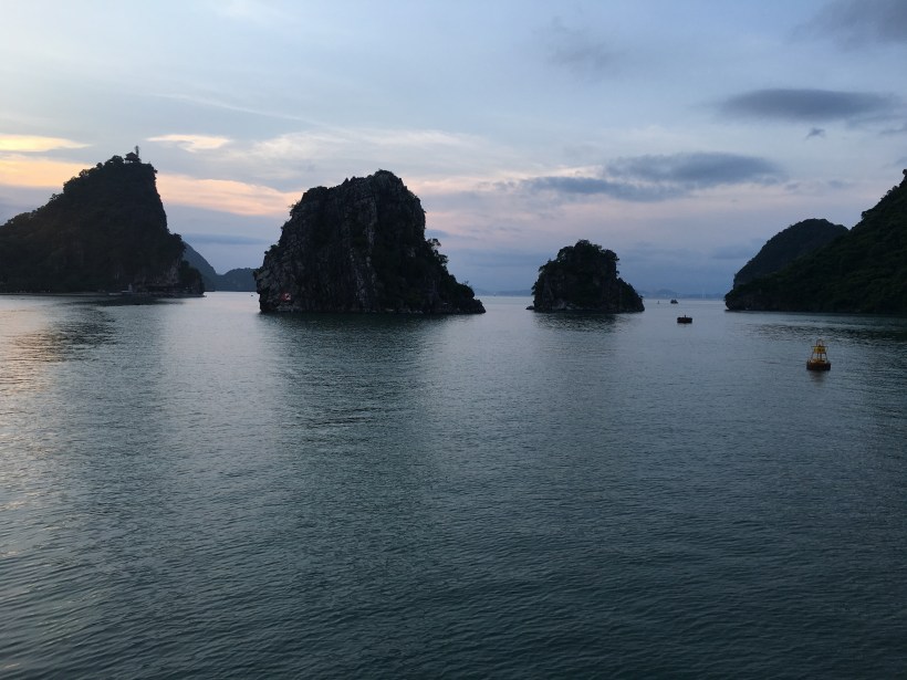 Limestone cliffs at Ha Long Bay. 